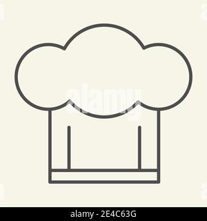 Kochmütze dünne Linie Symbol. Symbol für Kochkappe, Umriss-Piktogramm auf beigem Hintergrund. Kochen und Küche Zeichen für mobile Konzept und Web-Design Stock Vektor