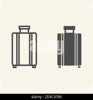 Gepäcklinie und durchgehende Symbole. Reisekoffer-Symbol, Umriss Stil Piktogramm auf beigem Hintergrund. Gepäckschild für mobiles Konzept und Webdesign Stock Vektor