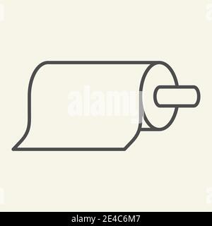 Papierhandtuch dünne Linie Symbol. Küchenservietten Rollen auf Griff Symbol, Umriss Stil Piktogramm auf beigem Hintergrund. Küchenpapier Zeichen für mobile Stock Vektor