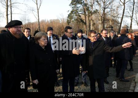 OSWIECIM, POLEN - 6. DEZEMBER 2019: Angela Merkels Besuch im ehemaligen Nazi-Konzentrationslager Auschwitz-Birkenau. Stockfoto