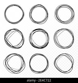 Handgezeichnete Kreislinie Skizze Runde Vektorfelder der Schrift Kreise für mit Stift gemalte Nachrichten Stock Vektor