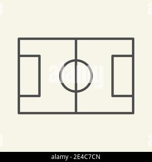Symbol für dünne Linien auf dem Fußballfeld. Fußballstadion skizzieren Stil Piktogramm auf beigem Hintergrund. Fußballsport-Zeichen für mobiles Konzept und Web-Design Stock Vektor