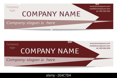 Zwei Business-Banner in kastanienbraun, beige. Vektorlayout für Header, Landing Page, Promotion. Vorlagendesign für Corporate Identity. Geometrisches Muster Stock Vektor