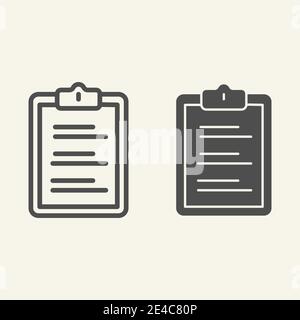 Zeile der medizinischen Checkliste und durchgehende Symbole. Umfrageformular skizzieren Stil Piktogramm auf weißem Hintergrund. Hospital Clipboard Fragebogen für mobiles Konzept Stock Vektor