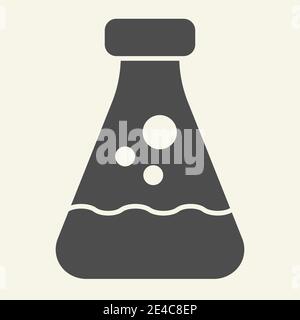 Symbol für konischen Kolben im Labor. Mensura Ausrüstung Glyph Stil Piktogramm auf weißem Hintergrund. Laborglas für mobiles Konzept und Webdesign. Vektor Stock Vektor