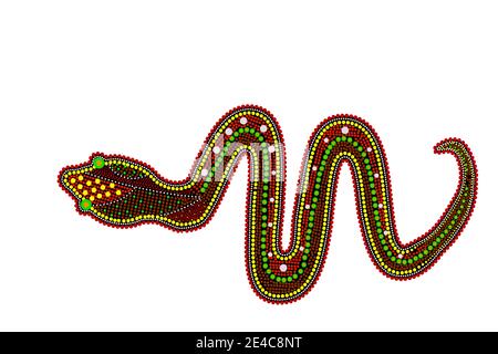 Schlange isoliert auf weißem Hintergrund. Australien aboriginal Schlange Punkt Malerei.Aboriginal gestylt Python.Dekorative ethnischen Stil.Stock Vektor-Illustration Stock Vektor
