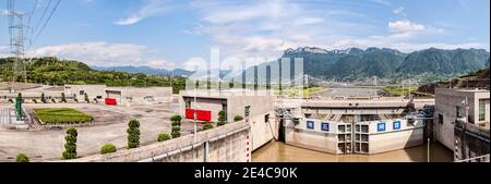 Staudamm Der Drei Schluchten, Jangtze-Fluss, Sandouping, Provinz Hubei, China Stockfoto