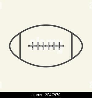 Rugby Ball dünne Linie Symbol. American Football Spiel skizzieren Stil Piktogramm auf beigem Hintergrund. Rugby-Zeichen für mobiles Konzept und Web-Design. Vektor Stock Vektor