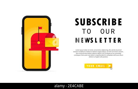 Abonnieren Sie unseren Newsletter-Banner. UI UX Design-Formularvorlage mit Textfeld und Vorlage für Abonnementschaltfläche Stock Vektor