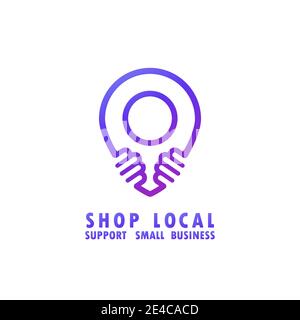 Shop lokalen einfachen Web-Banner mit lokalem Symbol. Unterstützung des lokalen Geschäftskonzepts. Stock Vektor