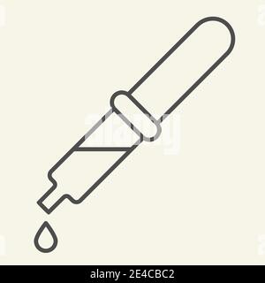 Symbol für dünne Pipetten. Medicine Dropper mit Drop Outline Stil Piktogramm auf weißem Hintergrund. Pipette für mobiles Konzept und Webdesign. Vektor Stock Vektor