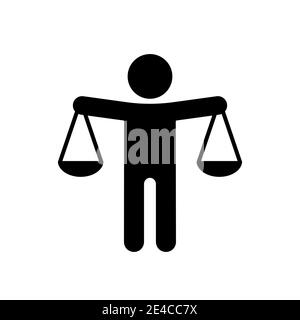 Symbol für die Waage der Businessman Holding. Recht und Gerechtigkeit Konzept. Stock Vektor