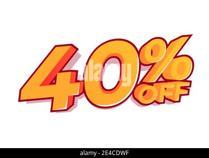 40 % Rabatt auf Sale Tag. Verkauf von Sonderangeboten. Rabatt mit dem Preis ist 40%. Stock Vektor