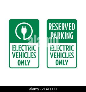 Reservierter Parkplatz, Schild nur für Elektrofahrzeuge. Stock Vektor