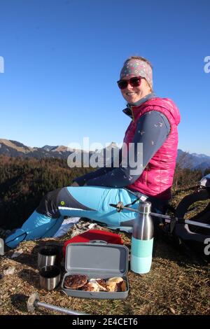 Wanderung zur Hochalm am Sylvensteinspeicher, Kreuth Stockfoto