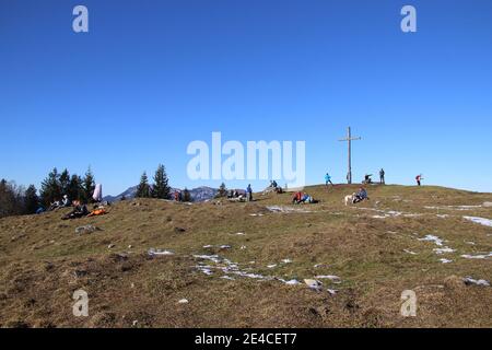 Wanderung zur Hochalm am Sylvensteinspeicher, Kreuth Stockfoto