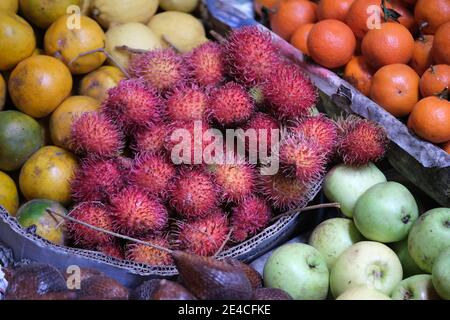 Indonesien Bali Negara - Pasar Umum Negara - Staatliche Öffentlichkeit Market - Auswahl an Obstbuden Stockfoto