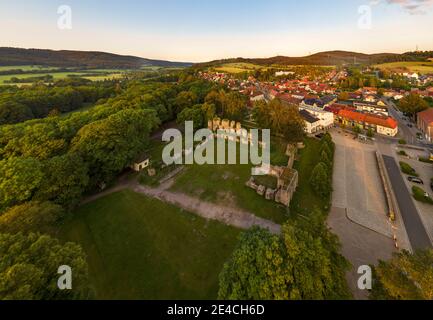 Deutschland, Thüringen, Ilmenau, Gehren, Ruine, Stadt, Bäume, Übersicht, Luftbild Stockfoto
