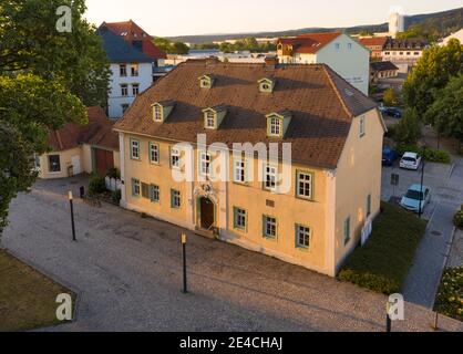 Deutschland, Thüringen, Ilmenau, Haus, schräge Ansicht, Alte Försterei, 'Goethe lebte hier' Stockfoto