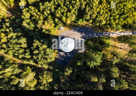 Deutschland, Bayern, Lauenstein, Thüringer Warte, Aussichtsturm, Dach, Wald, Draufsicht, Luftaufnahme Stockfoto