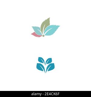 Blatt Mint Logo Vorlage Vektor Symbol Natur Stock Vektor