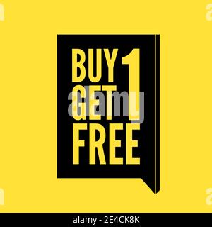 1 zum Preis von 1. Kaufen Sie ein, erhalten Sie ein Gratis, Verkauf Banner, Rabatt Tag Design Vorlage. Stock Vektor