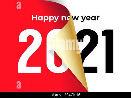 Frohes neues Jahr 2021. Ändern oder öffnen Sie das Papier auf das Banner für das neue Jahr 2021. Stock Vektor