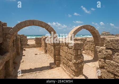 Naher Osten, Israel, Mittelmeer, Caesarea Stockfoto