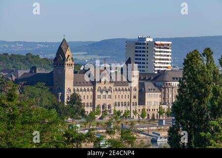 Ehemaliges preußisches Regierungsgebäude Bundesamt für Verteidigungstechnik und Beschaffung, BWB, Blick von Asterstein, Koblenz, Rheinland-Pfalz, Deutschland, Europa Stockfoto