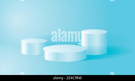 Podium im Bühnenhintergrund für Produktdisplay. 3d-Vektor-Hintergrunddarstellung blau gefärbt Stock Vektor