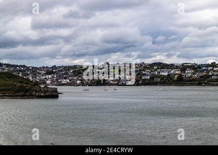 Blick auf Kinsale Stadt und Kinsale Hafen von Charles Fort, County Kerry, Irland Stockfoto