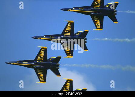 The Blue Angels, US Navy Acrobatic Team, F-18 Hornets, Air Show, Miami, Florida, USA. Stockfoto