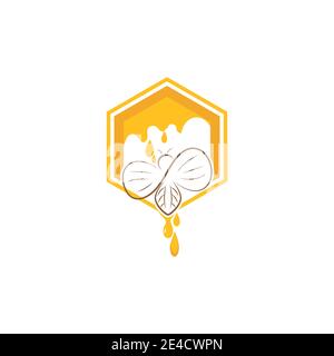 Honig Logo Vorlage Design Vektor Design Konzept Symbol Stock Vektor