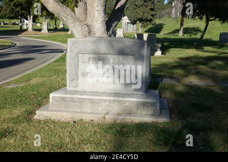 Glendale, Kalifornien, USA 18. Januar 2021 EIN allgemeiner Blick auf die Atmosphäre des Grabes des Autors L. Frank Baum im Forest Lawn Memorial Park am 18. Januar 2021 in Glendale, Kalifornien, USA. Foto von Barry King/Alamy Stockfoto Stockfoto