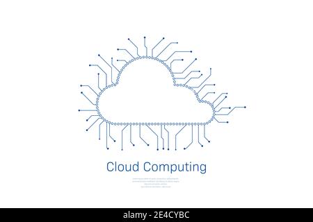 Cloud-Computing-Technologie mit Circuit Cloud auf weißem Hintergrund Vektor Abbildung Stock Vektor