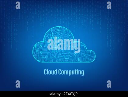 Cloud-Computing-Technologie mit Circuit Cloud auf blauem Hintergrund Vektor Abbildung Stock Vektor