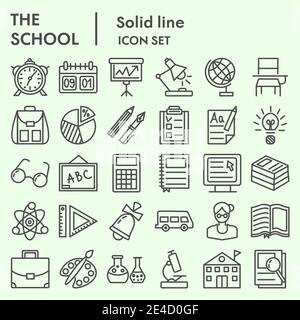 Bildung und Schule Linie Icon Set, Studium Symbole Set Sammlung oder Vektor-Skizzen. Knowledge Signs Set für Computer Web, der lineare Piktogramm-Stil Stock Vektor