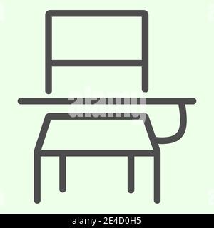 Symbol für die Schreibtischzeile der Schule. Klassenzimmer Schüler Tisch und Stuhl skizzieren Stil Piktogramm auf weißem Hintergrund. Bildung und Studium Zeichen für mobiles Konzept Stock Vektor