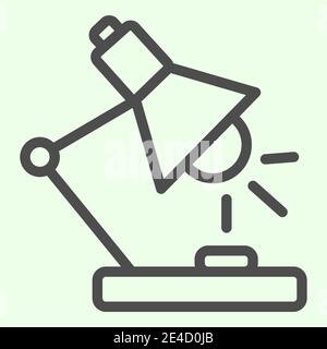 Symbol für die Linie der Schreibtischlampe. Tischlampe zum Lesen und Studieren Umriss Stil Piktogramm auf weißem Hintergrund. Schule und Wissen Zeichen für mobiles Konzept Stock Vektor