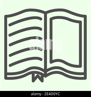 Symbol für offene Buchzeile. Schule studieren Lehrbuch mit Text und Rahmen skizzieren Stil Piktogramm auf weißem Hintergrund. Bildung und Wissen Zeichen für Stock Vektor