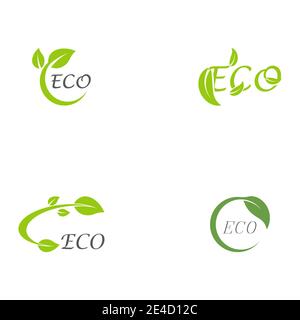 Setzen Sie Blatt Ökologie Logo Vorlage Vektor Symbol Natur Stock Vektor