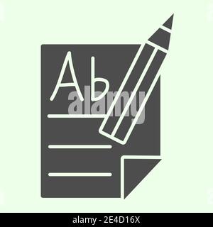 Feile und Bleistift fest Symbol. Dokument mit Bleistift-Glyphen-Piktogramm auf weißem Hintergrund. Einfaches Office-Dokument für mobiles Konzept und Web schreiben Stock Vektor