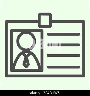 Symbol für die Badge-Linie. Persönlicher Personalausweis mit Piktogramm im Fotoformat auf weißem Hintergrund. Business-id-Abzeichen mit Avatar für Mobilgeräte Stock Vektor