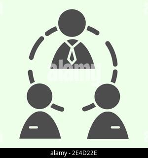 Solides Symbol für das Geschäftsteam. Büroarbeitsgruppe mit Mitarbeitern und Chef-Verbindungen Glyphen-Stil Piktogramm auf weißem Hintergrund. Personalwesen für mobile Geräte Stock Vektor