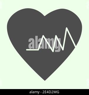 Symbol für „Herz für Gesundheit“. Herzschlag-Kardiogramm und Rate Glyph-Stil Piktogramm auf weißem Hintergrund. Lebenszeichen, Medizin und Pulszeichen für mobile Geräte Stock Vektor