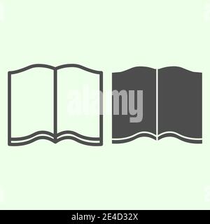 Öffnen Sie die Buchzeile und das durchgehende Symbol. Lernen Bildung Lehrbuch skizzieren Stil Piktogramm auf weißem Hintergrund. Entwicklungs- und Fortschrittszeichen für mobile Geräte Stock Vektor
