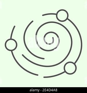 Galaxy-Symbol für dünne Linien. Sonnensystem mit Planeten und Satelliten skizzieren Stil Piktogramm auf weißem Hintergrund. Universum und Raum Zeichen für mobile Stock Vektor