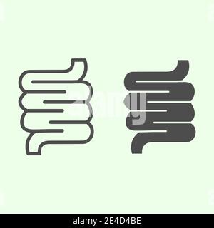 Darmlinie und solide Symbol. Menschliche Eingeweide Körper Organ skizzieren Stil Piktogramm auf weißem Hintergrund. Anatomie und Organe Zeichen für mobile Konzept und Stock Vektor