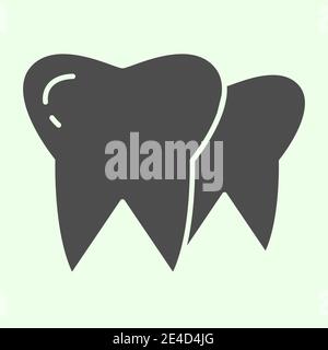 Symbol für durchgezogene Zähne. Zwei menschliche Gesundheit Zähne Glyphen Stil Piktogramm auf weißem Hintergrund. Zahnpflege und Mundhygiene Zeichen für mobile Konzept und Web Stock Vektor