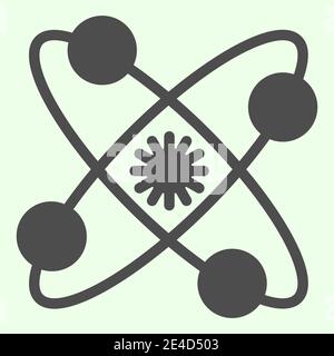 Solides Solarsystem-Symbol. Universum mit Planeten und Sonnensymbol in der Mitte Glyphen Piktogramm auf weißem Hintergrund. Astrologie und Kosmos Zeichen für Stock Vektor